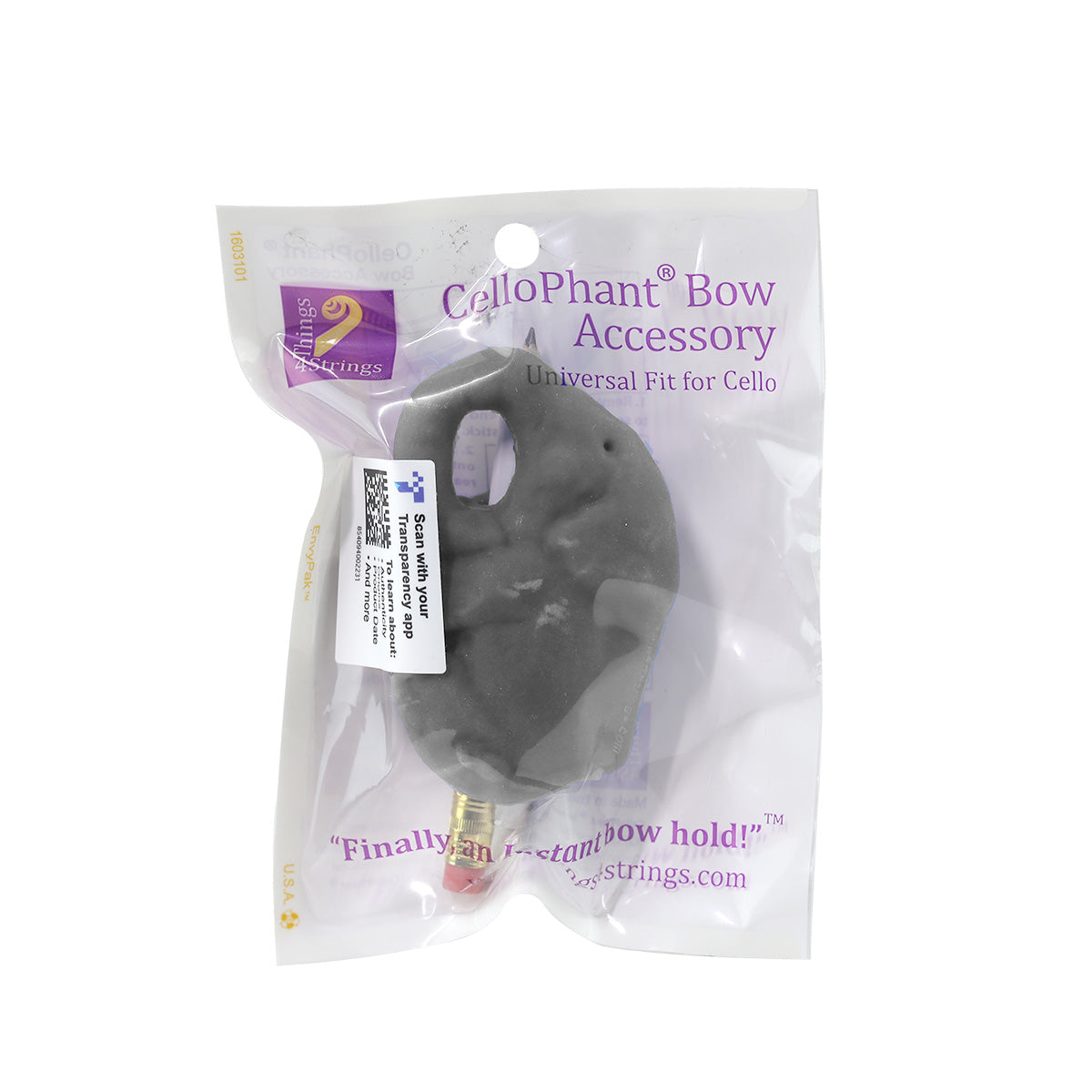 Things 4 Strings CelloPhant Bow Hold Accessory Classic Grey