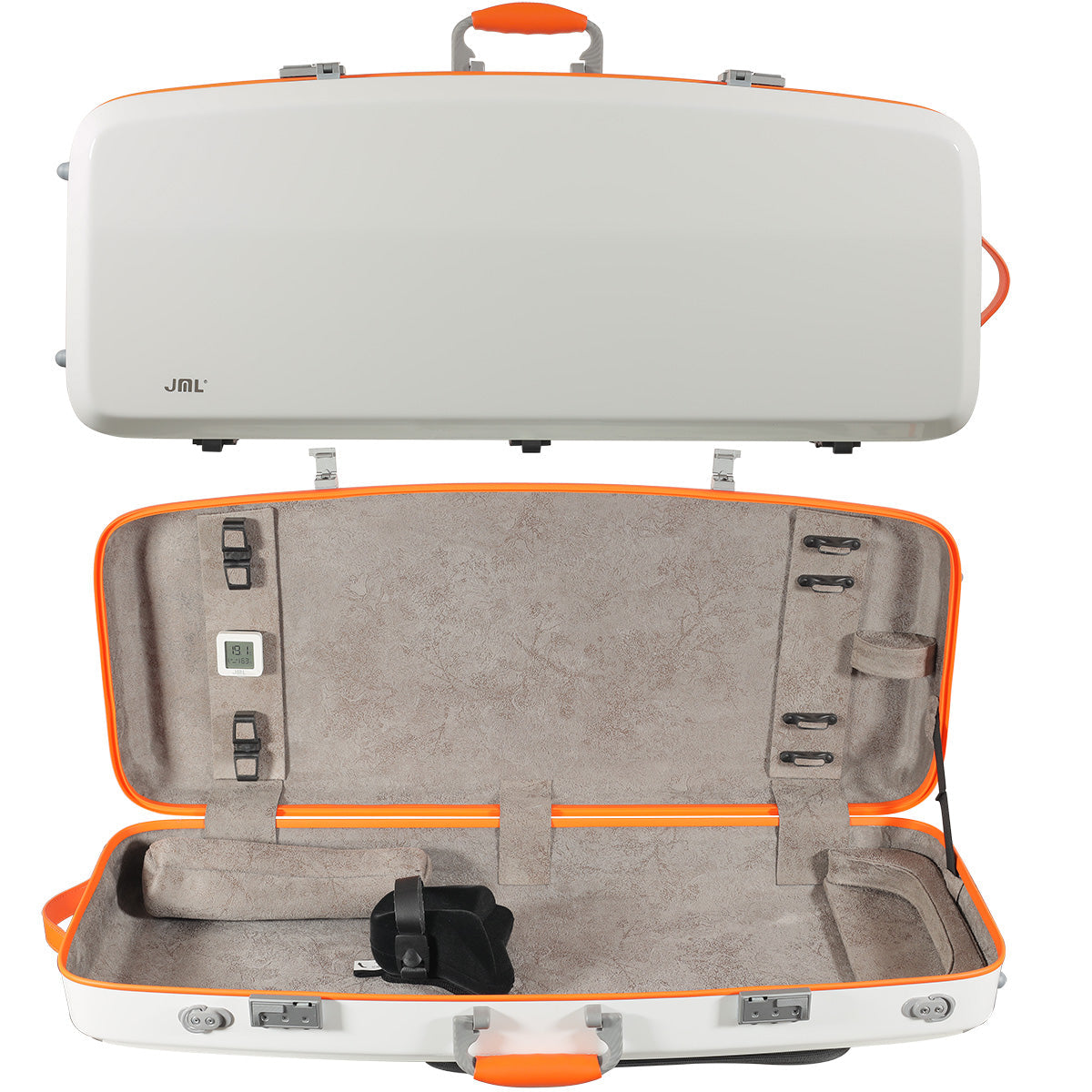JML Carbon Fibre Adjustable 2.3 Oblong Viola Case White/Orange 15-16.5"