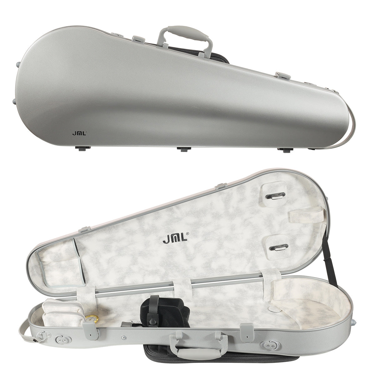 JML Carbon Fibre Adjustable 1.7 Arrow Viola Case Silver 15-16.5"