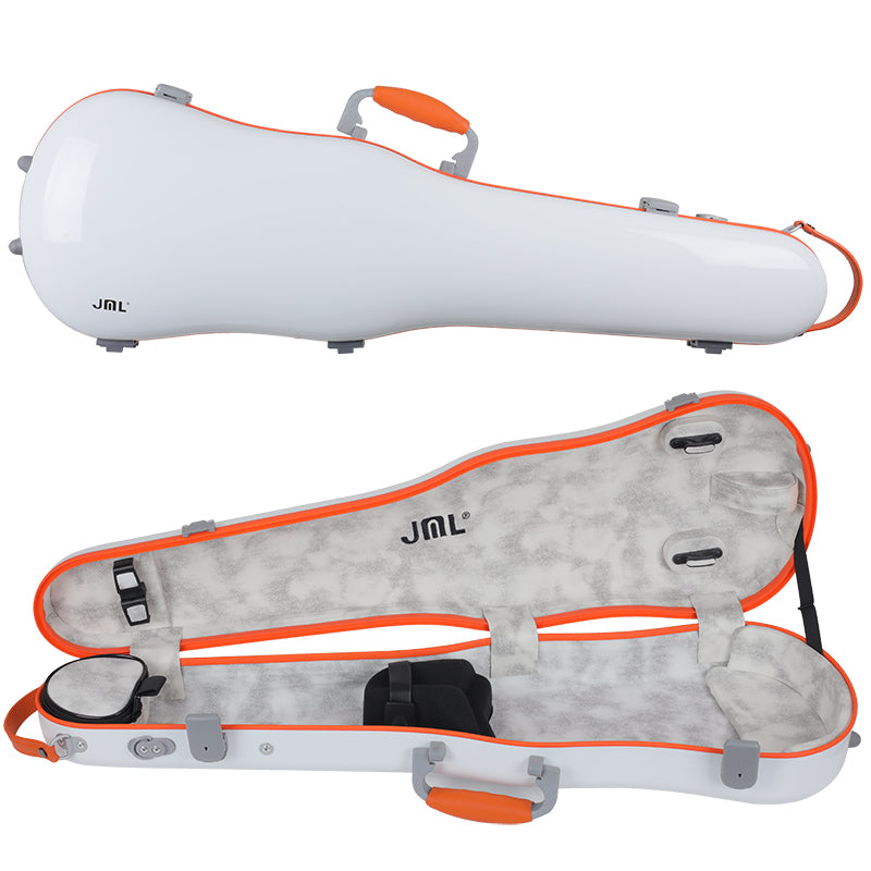 JML Carbon Fibre 1.5 Shaped Violin Case White with Orange 4/4