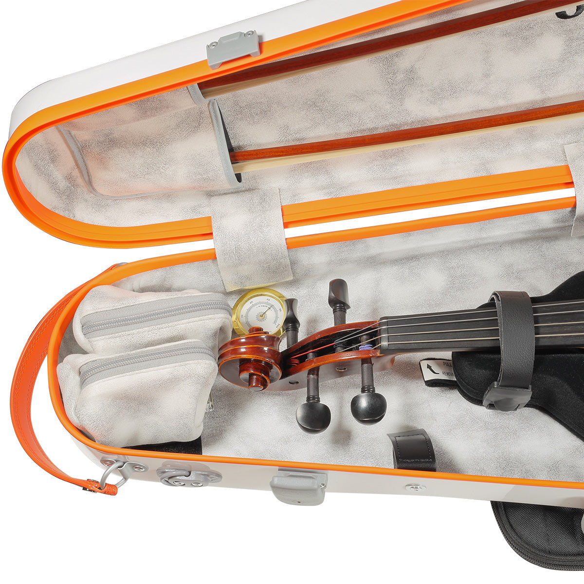 JML Carbon Fibre Adjustable 1.7 Arrow Viola Case White/Orange 15-16.5"