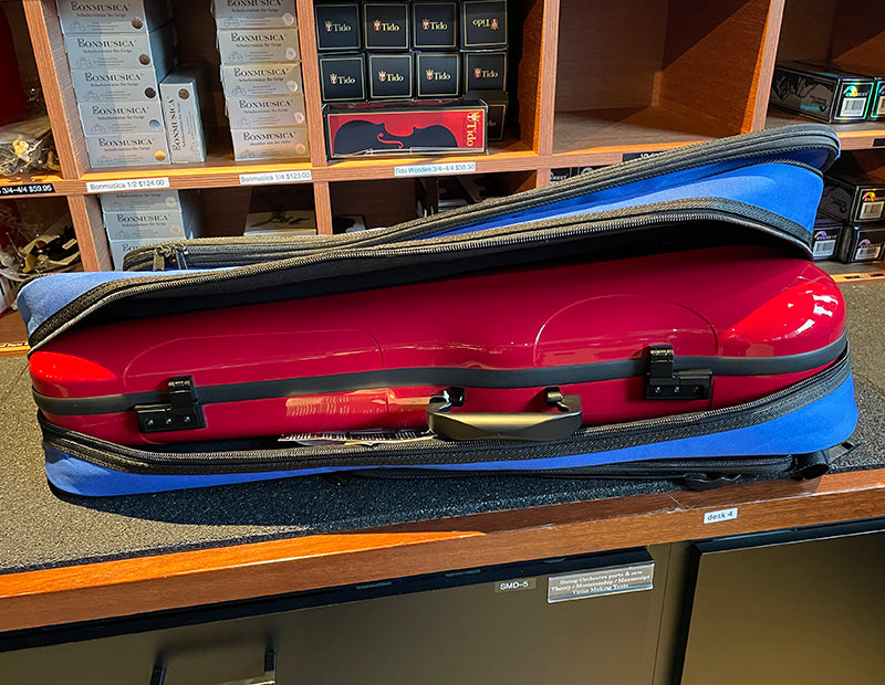 Backpack for Gewa Shaped Violin Case - 10mm Foam Padding with Large Accessory Pouch, Blue, 4/4