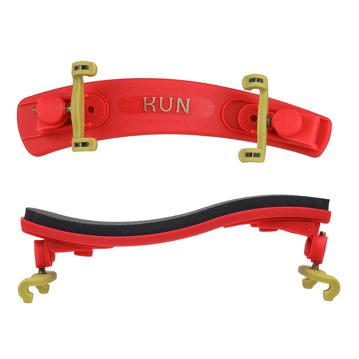 Kun Junior Collapsible Violin Shoulder Rest 3/4-1/2 Papaya Red