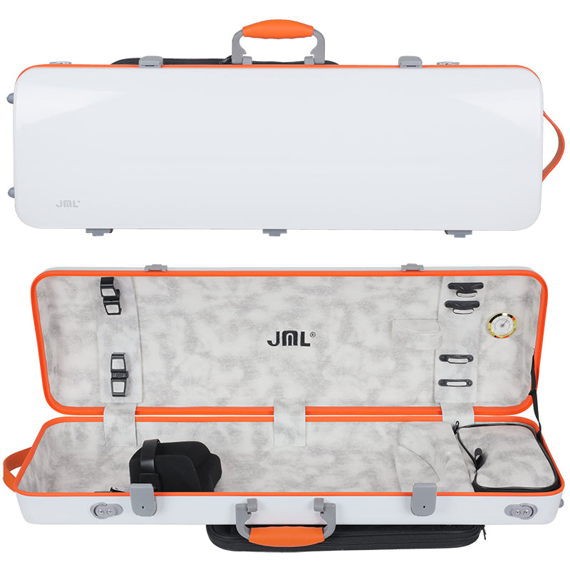 JML Carbon Fibre 1.8 Oblong Violin Case White with Orange 4/4