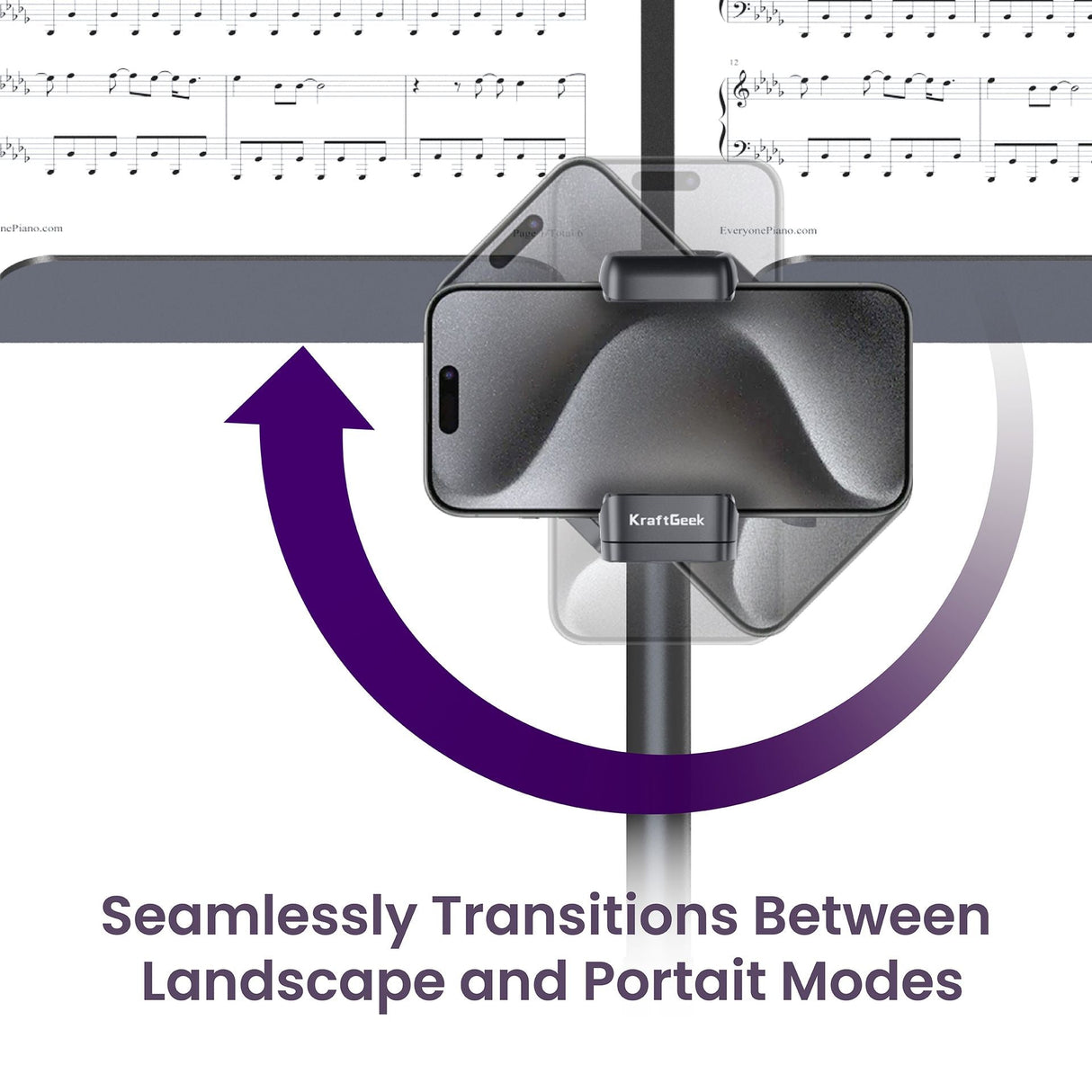 Music Stand Accessory - KraftGeek Bravo Phone/Tablet Mount, Black