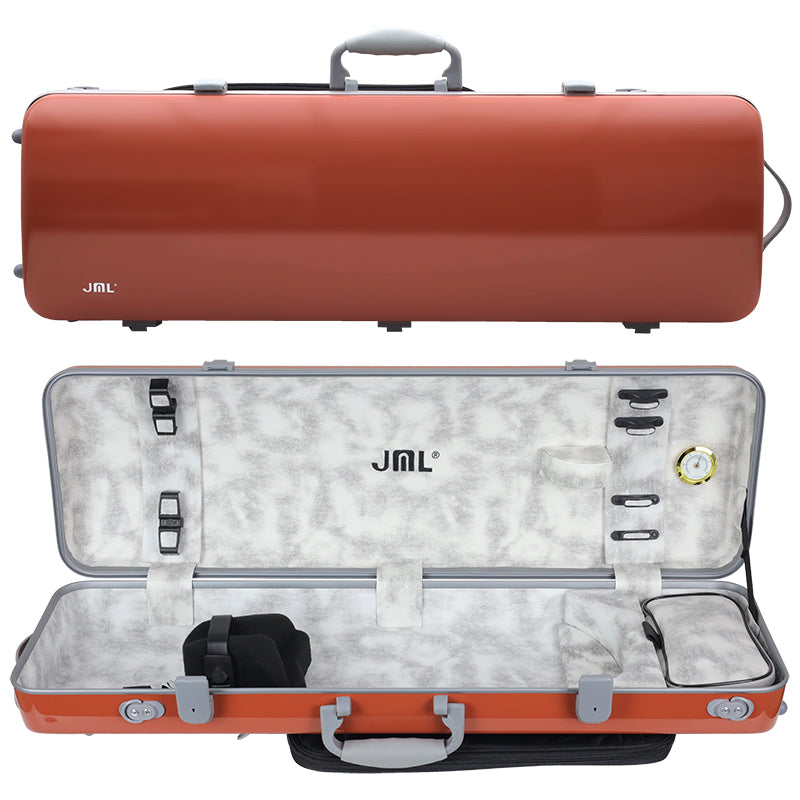 JML Carbon Fibre 1.8 Oblong Violin Case Flora Orange 4/4