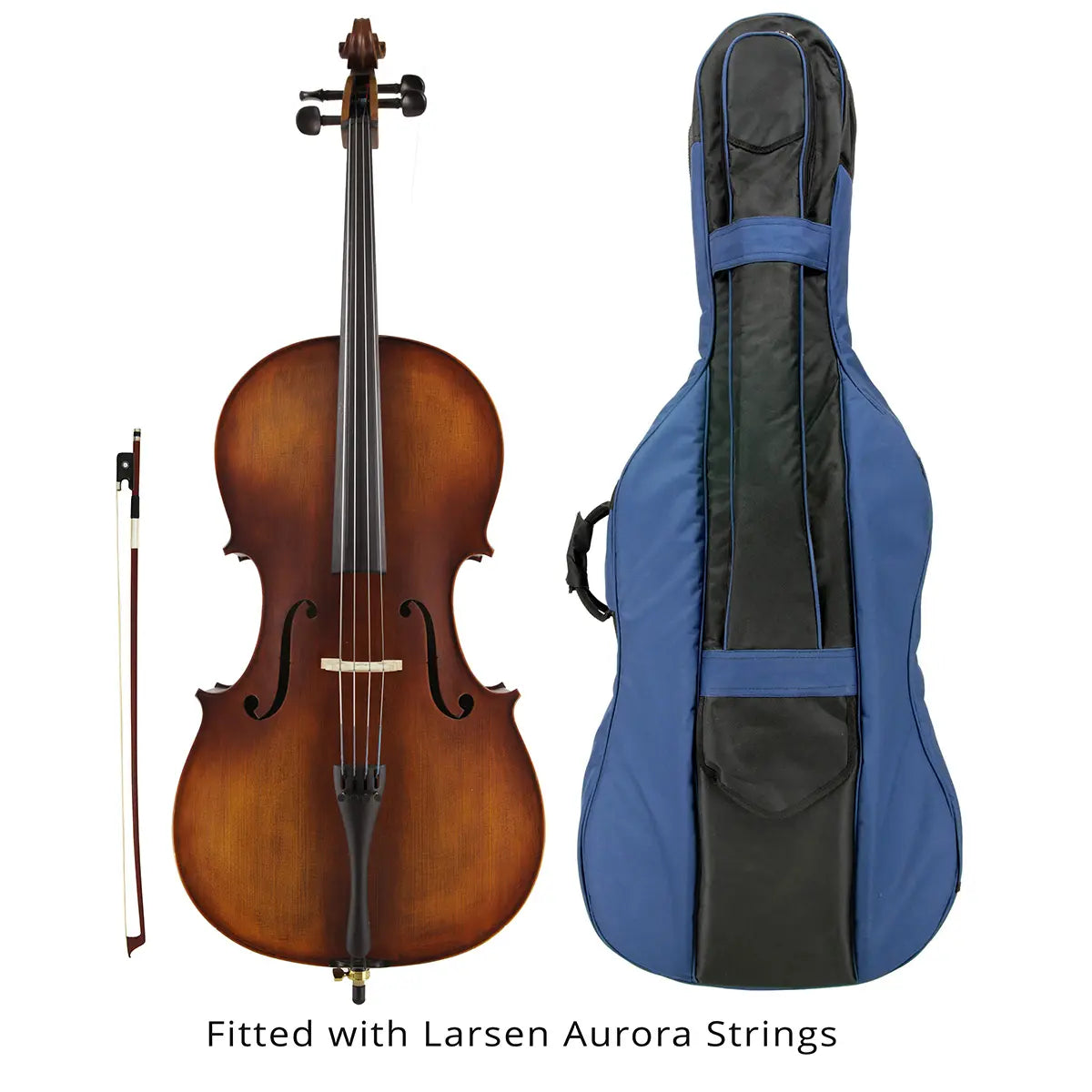 Kreisler #130 Beginner Cello Outfit with Combination Larsen/Larsen Aurora Strings 4/4 Full Size
