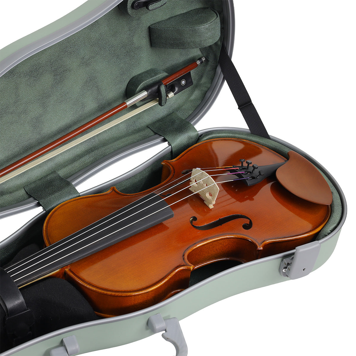 JML Carbon Fibre 1.5 Shaped Violin Case Garden Green 4/4
