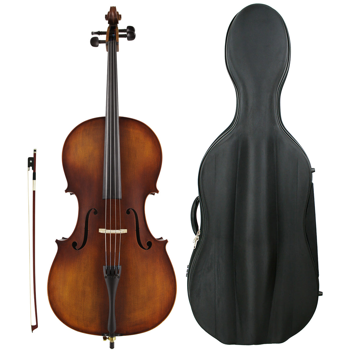 Kreisler #130 Beginner Cello Outfit with Larsen Aurora Strings and Pod Case 1/2 Half Size