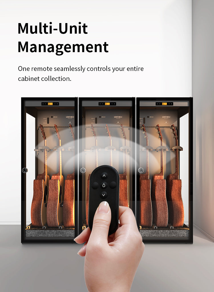 Lenthem CMI-305DT Humidity Control Cabinet for 3 Acoustic Guitars Black