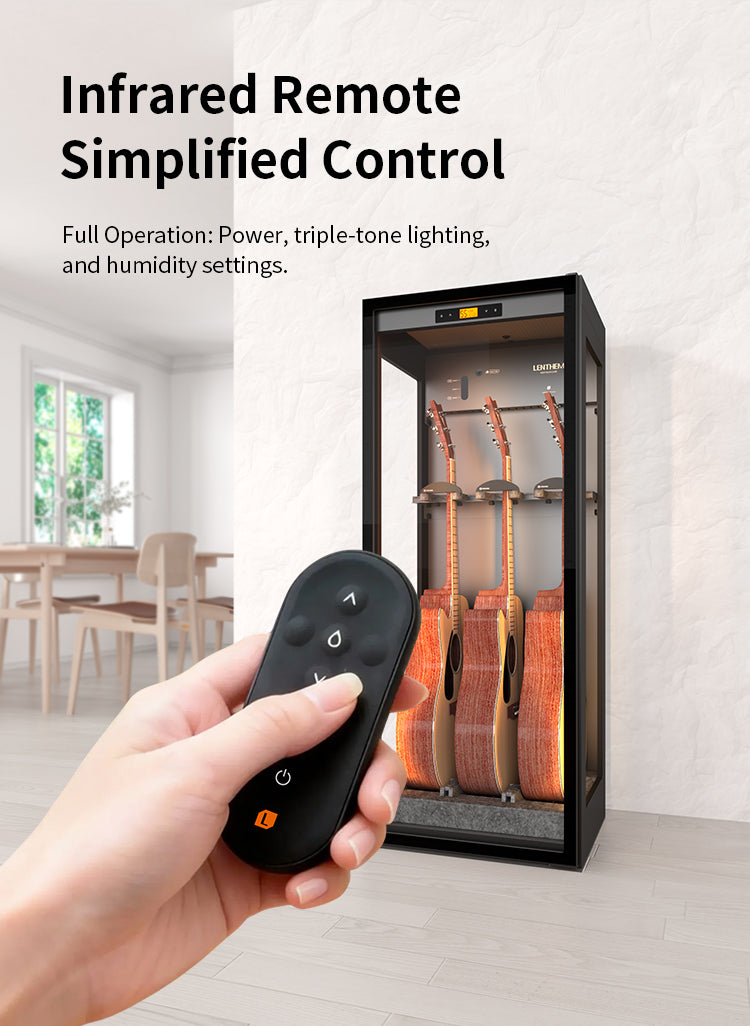 Lenthem CMI-305DT Humidity Control Cabinet for 3 Acoustic Guitars Black