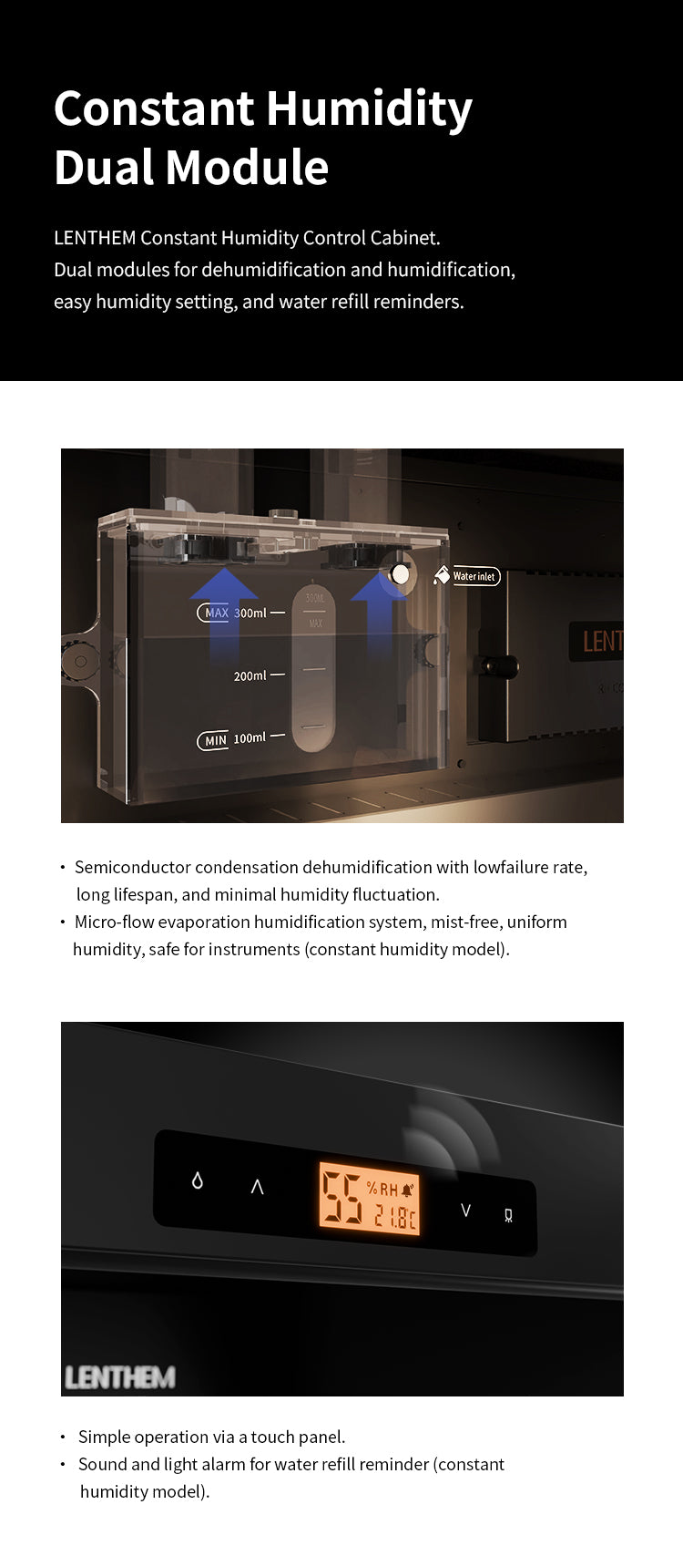 Lenthem CMIW-925DT Humidity Control Cabinet for Double Bass White