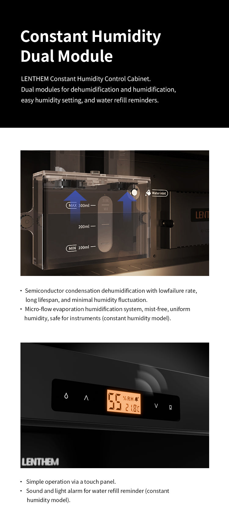 Lenthem CMI-145DT Humidity Control Cabinet for Violin Black