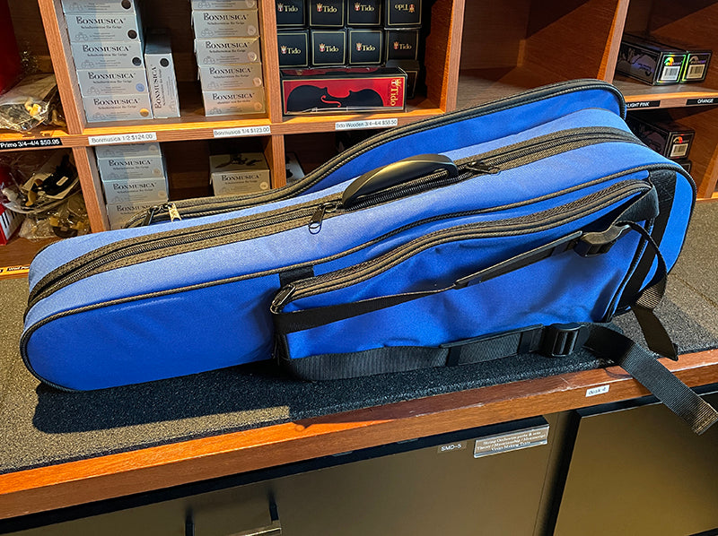 Backpack for Gewa Shaped Violin Case - 10mm Foam Padding with Large Accessory Pouch, Blue, 4/4