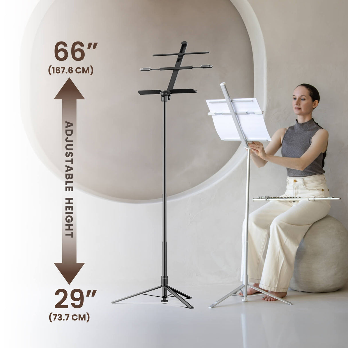 Music Stand - KraftGeek Bravo Music Stand with Bag, White