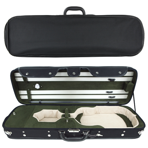 Violin Case - Kreisler Oblong Sonata Black/Cream-Olive With Hygrometer