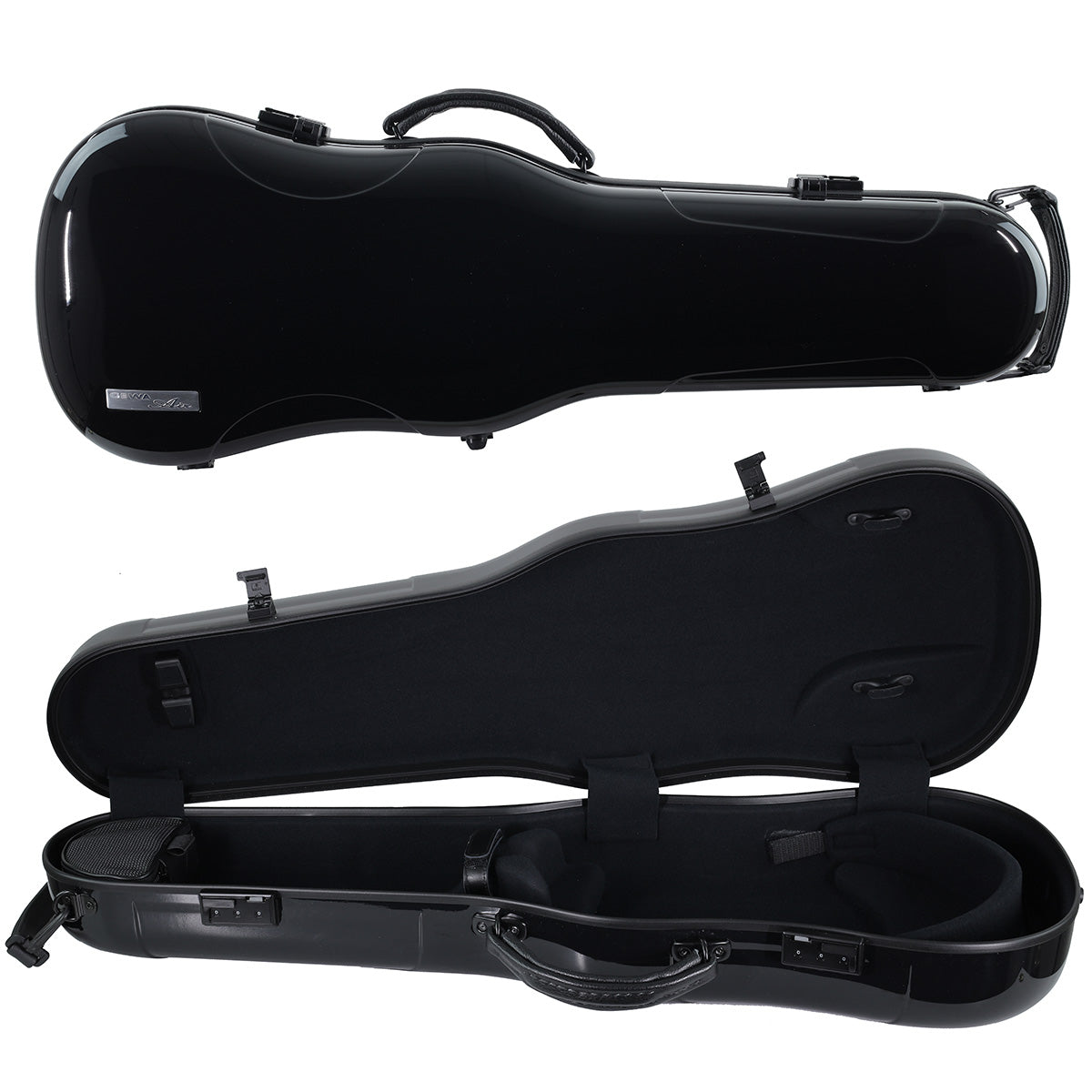 GEWA Air 2.0 Shaped Adjustable Viola Case with Subway Handle Black Gloss 13"-17"
