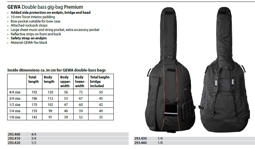GEWA Premium Double Bass Gig Bag 3/4