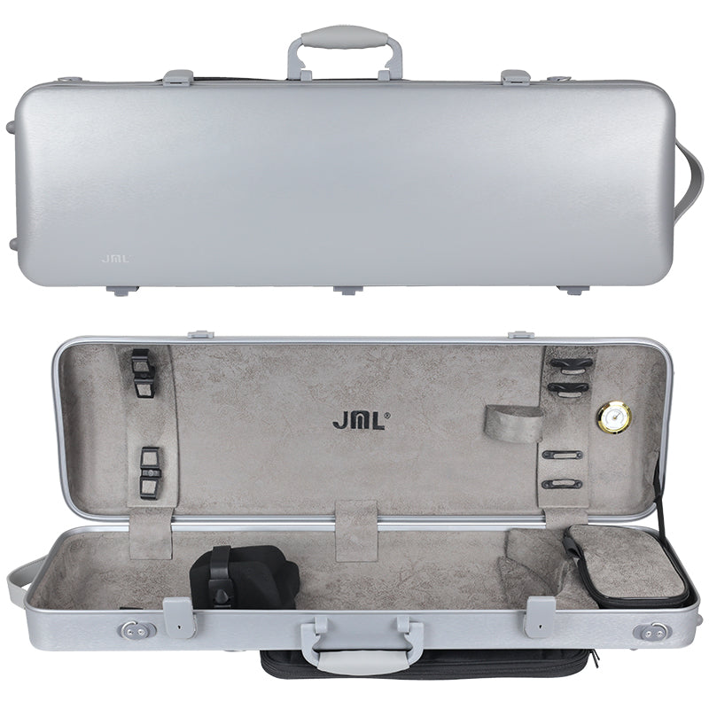 JML Polycarbonate 2.4 Oblong Violin Case Metallic Silver 4/4