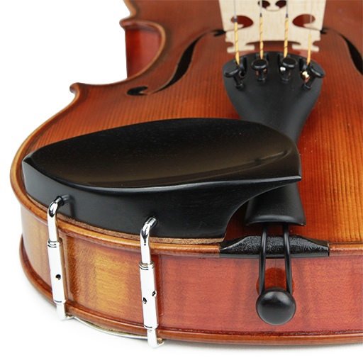 Violin Chinrest - Kreisler Tekka Ebony 1/2-1/4 Chrome Fittings