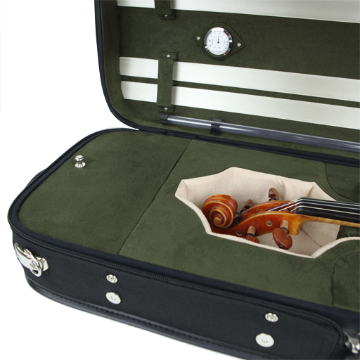 Violin Case - Kreisler Oblong Sonata Black/Cream-Olive With Hygrometer