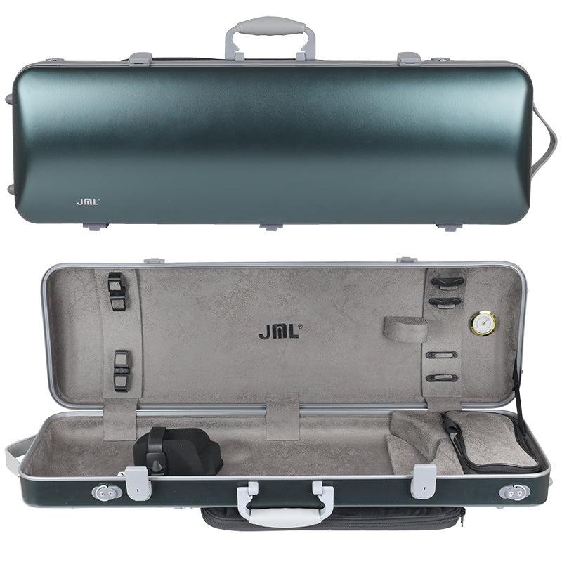 JML Polycarbonate 2.4 Oblong Violin Case Metallic Green 4/4