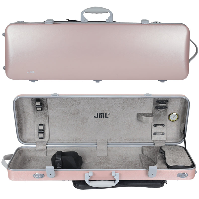 JML Polycarbonate 2.4 Oblong Violin Case Metallic Rose 4/4