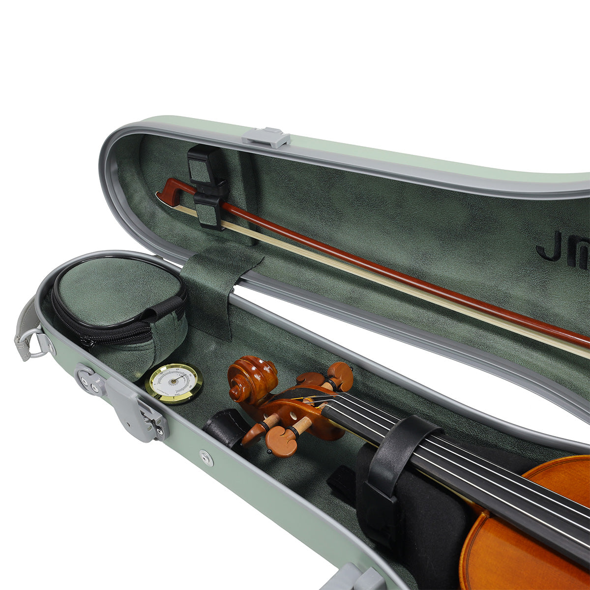JML Carbon Fibre 1.5 Shaped Violin Case Garden Green 4/4