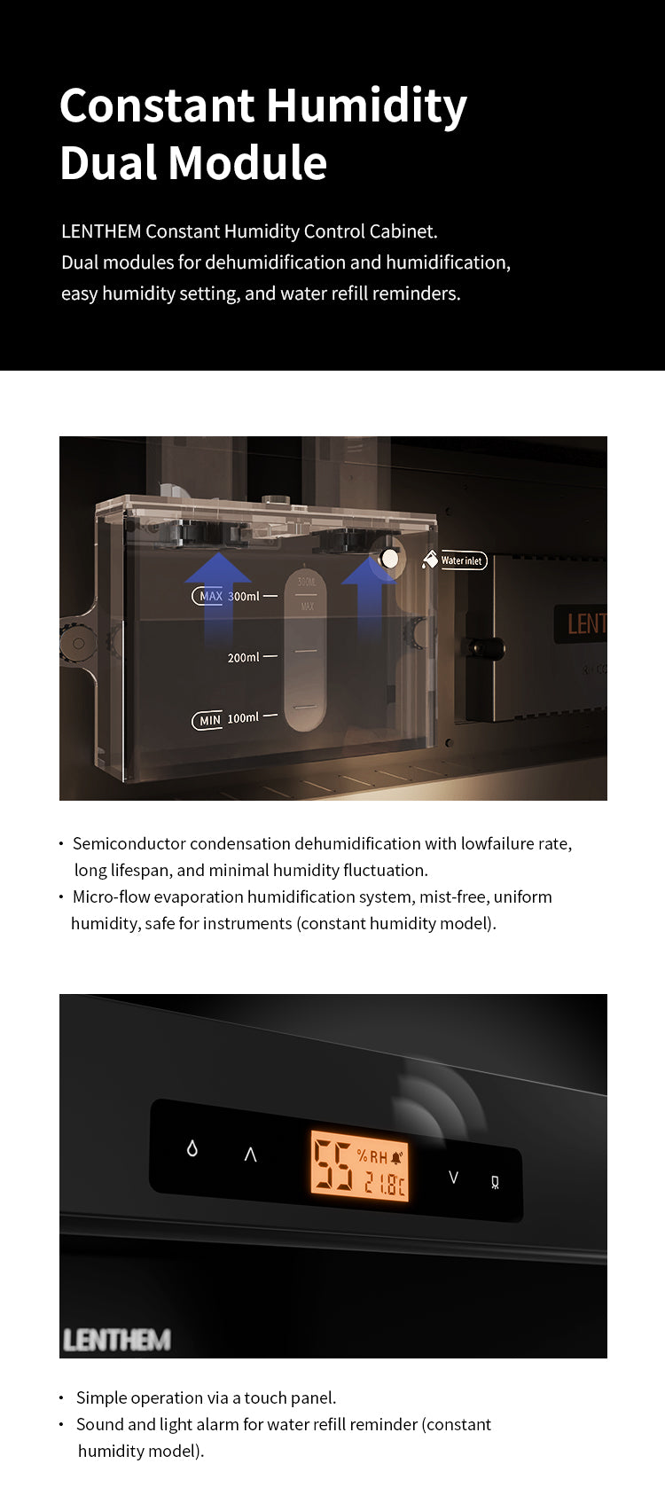 Lenthem CMI-355DT Humidity Control Cabinet for Cello Black