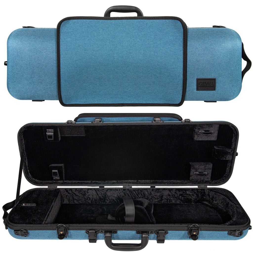 GEWA Bio-A Oblong Violin Case with Sheet Music Pocket Blue/Black, 4/4-1/2