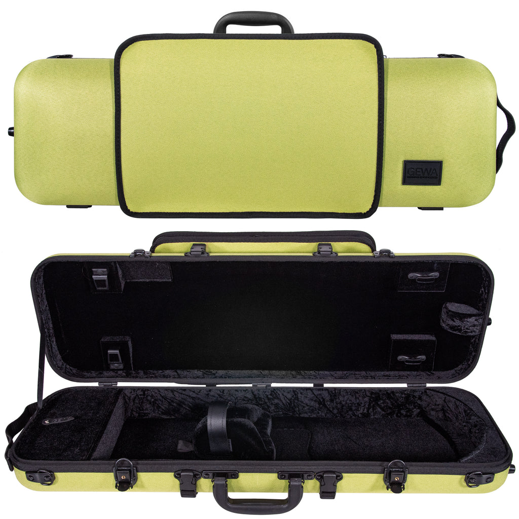 GEWA Bio-A Oblong Violin Case with Sheet Music Pocket Lime/Black, 4/4-1/2