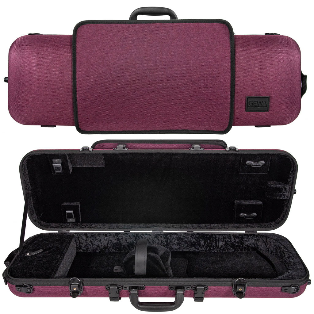 GEWA Bio-A Oblong Violin Case with Sheet Music Pocket Violet/Black, 4/4-1/2