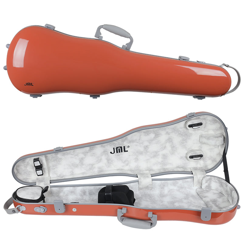 JML Carbon Fibre 1.5 Shaped Violin Case Flora Orange 4/4