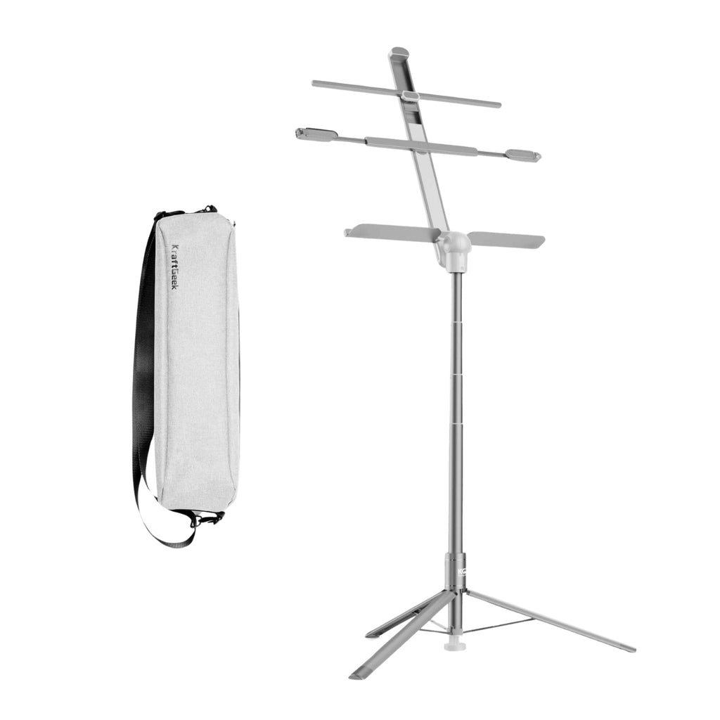 KraftGeek Bravo Collapsible Music Stand Solo Gig Kit White with Bag