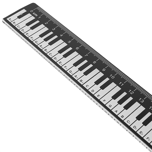 30cm ruler black with white keyboard.