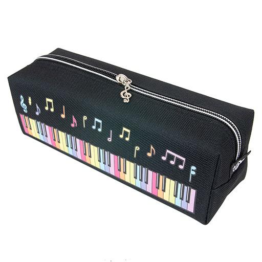 Black Pencil Case with Colourful Piano Keyboard