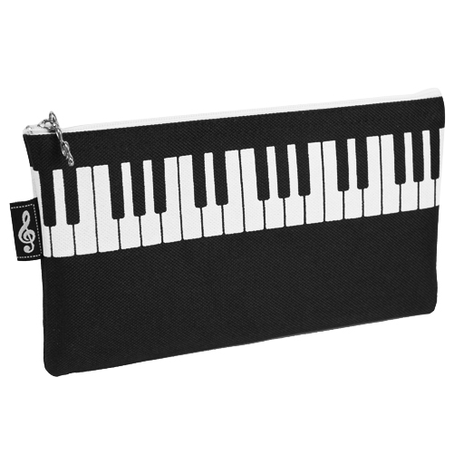 Pencil Case - Black with White Piano Keyboard