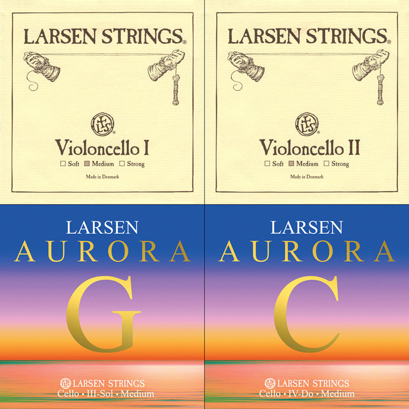 Larsen Cello Original/Aurora Combo Set - Larsen A+D (Med) & Aurora (Med) G+C, 4/4