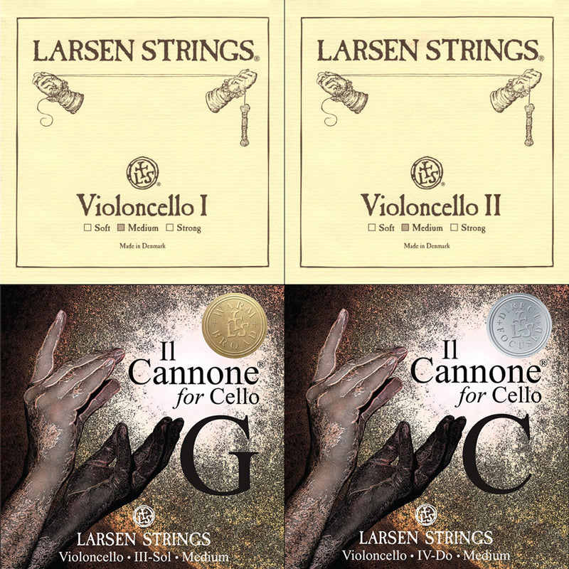 Larsen Cello Original/Il Cannone Combo Set - Larsen Original A+D (Med) & Il Cannone G (W&B) & Il Cannone C (D&F)