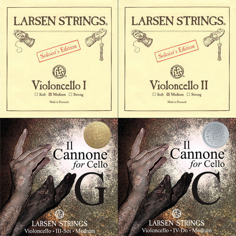 Larsen Cello Solo/Il Cannone Combo Set - Larsen Solo A+D (Med) & Il Cannone G (W&B) & Il Cannone C (D&F)