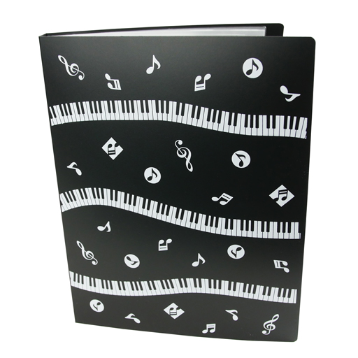 Display Book Folder 40 Pages with White Manuscript and Piano Keys or White with G Clef