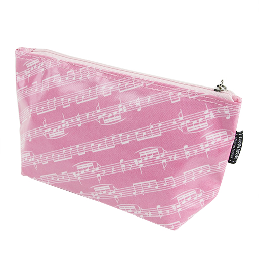 Pencil case or toiletry bag pink with white manuscript